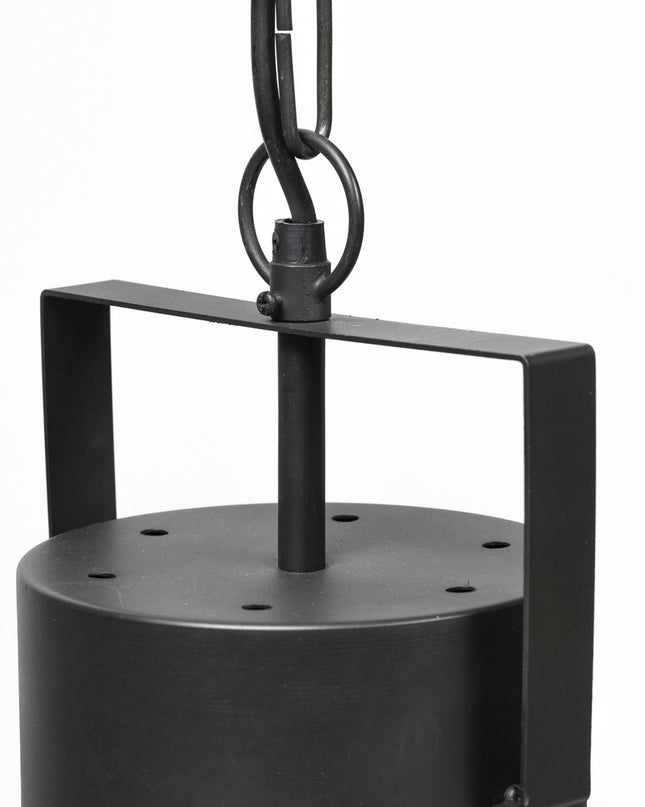 Black Lantern Metal Dimmable Ceiling Light With Black Shades