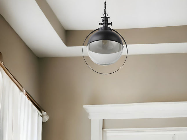 Black Metal Sphere Pendant Hanging Light