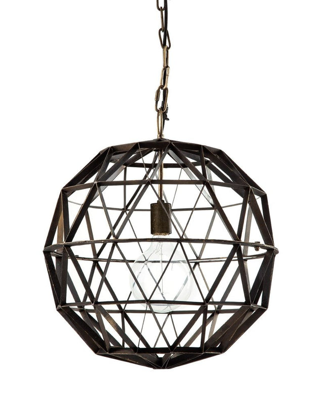 Black Metal Geometric Globe Hanging Light