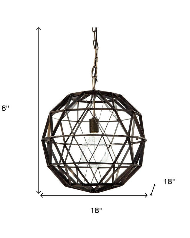 Black Metal Geometric Globe Hanging Light