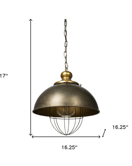 Rustic Gold Ton Metal Dome Hanging Light