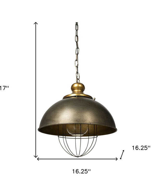 Rustic Gold Ton Metal Dome Hanging Light