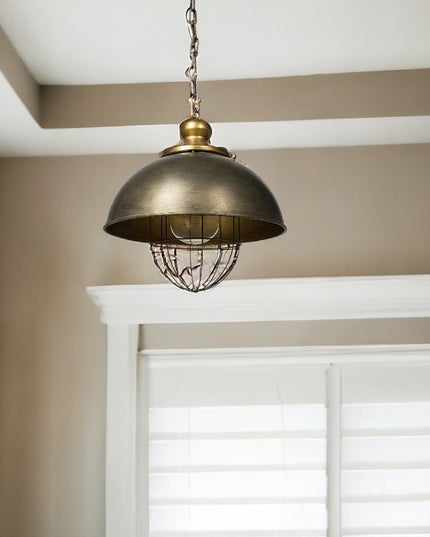 Rustic Gold Ton Metal Dome Hanging Light