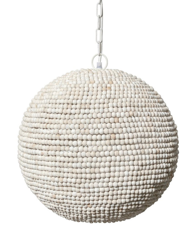 Whitewash Beaded Ball Hanging Light
