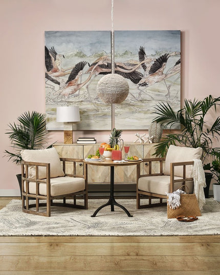 Whitewash Beaded Ball Hanging Light