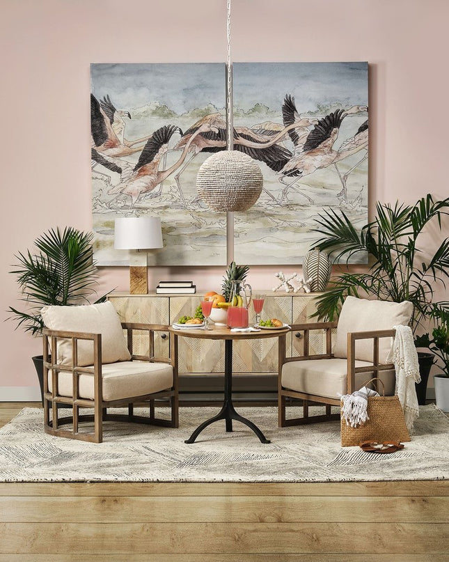 Whitewash Beaded Ball Hanging Light