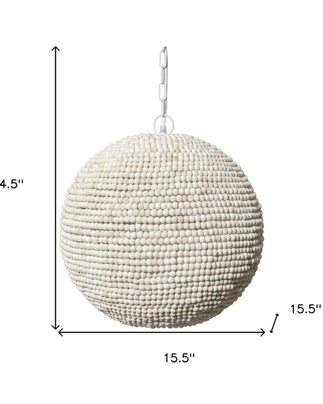 Whitewash Beaded Ball Hanging Light