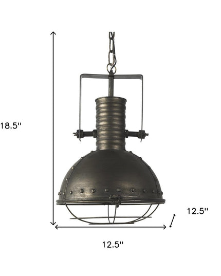 Industrial Caged Black Metal Hanging Light