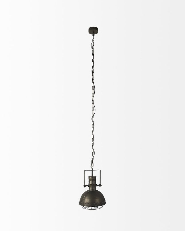 Industrial Caged Black Metal Hanging Light