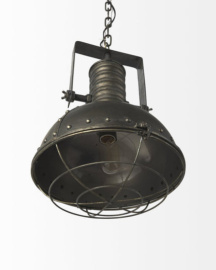 Industrial Caged Black Metal Hanging Light