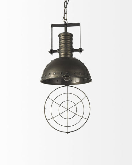 Industrial Caged Black Metal Hanging Light