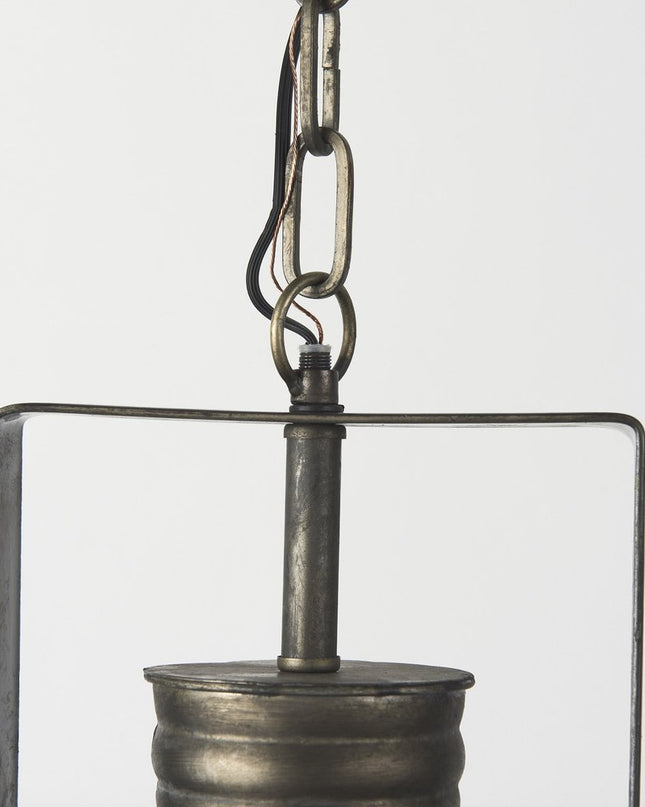 Industrial Caged Black Metal Hanging Light