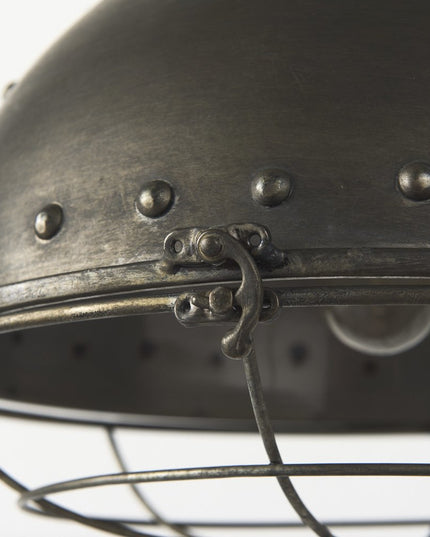 Industrial Caged Black Metal Hanging Light