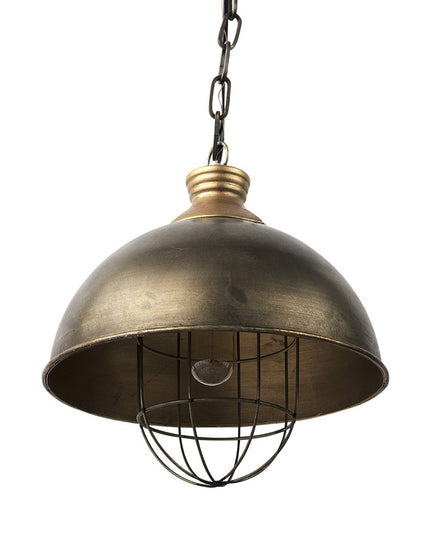 Distressed Bronze Metal Dome Hanging Light