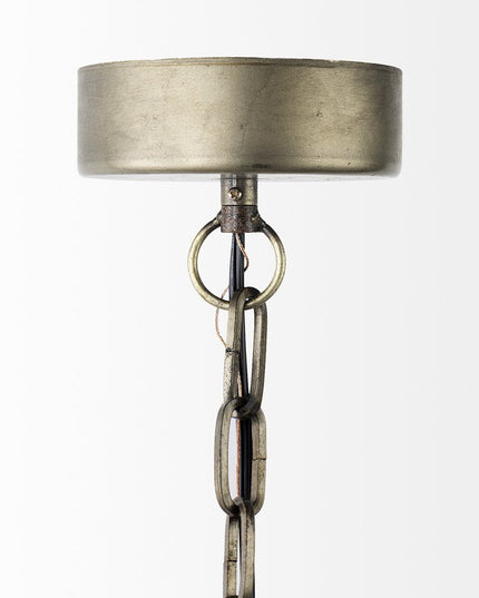 Distressed Bronze Metal Dome Hanging Light