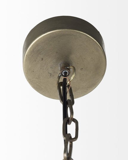 Distressed Bronze Metal Dome Hanging Light