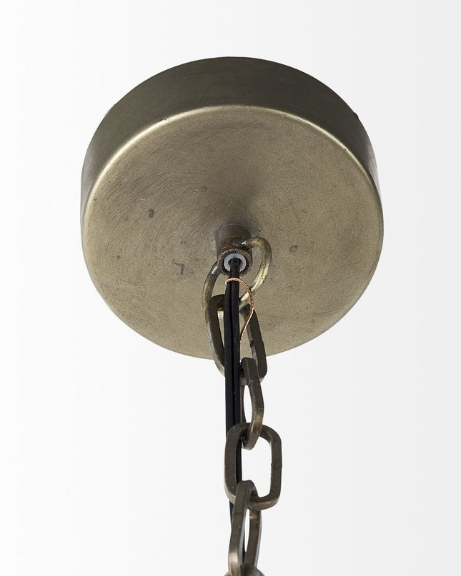 Distressed Bronze Metal Dome Hanging Light
