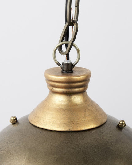 Distressed Bronze Metal Dome Hanging Light
