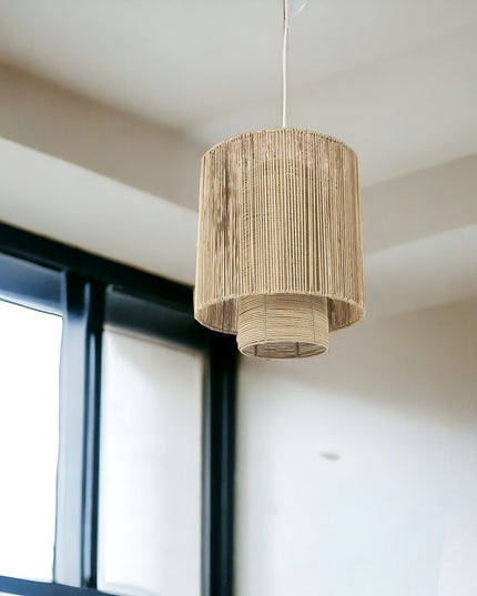 Natural Cane Cylindrical Hanging Pendant Light