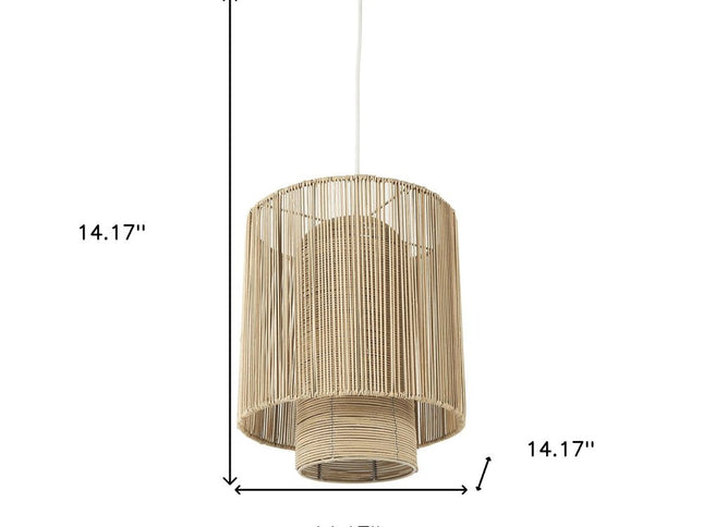 Natural Cane Cylindrical Hanging Pendant Light
