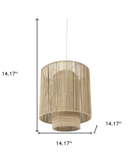 Natural Cane Cylindrical Hanging Pendant Light
