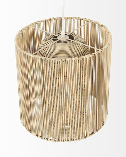 Natural Cane Cylindrical Hanging Pendant Light