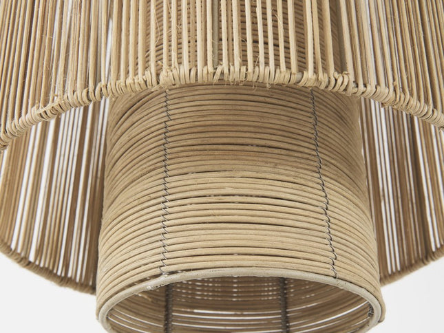 Natural Cane Cylindrical Hanging Pendant Light