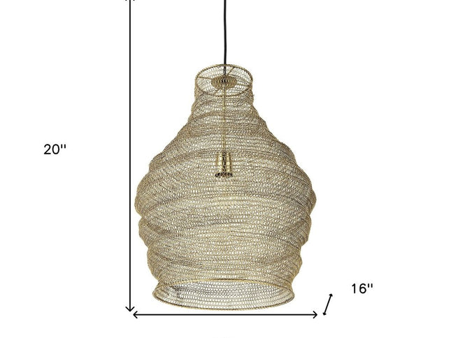 Gold Metal Wire Mesh Hanging Pendant Light