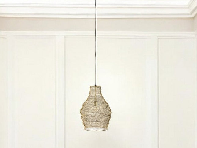 Gold Metal Wire Mesh Hanging Pendant Light