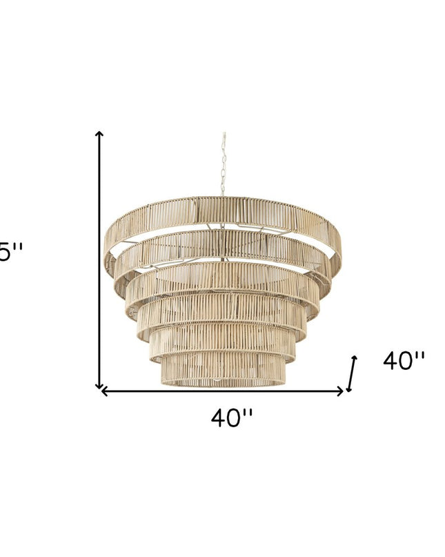 Light Brown Six Tier Hanging Chandelier