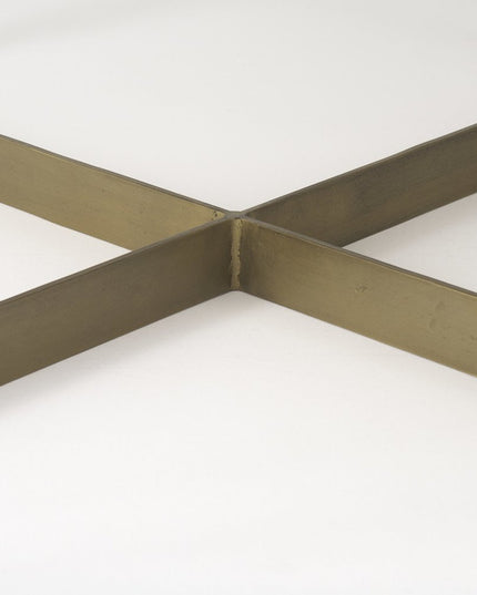 34" Beige Wood and Metal Square Coffee Table