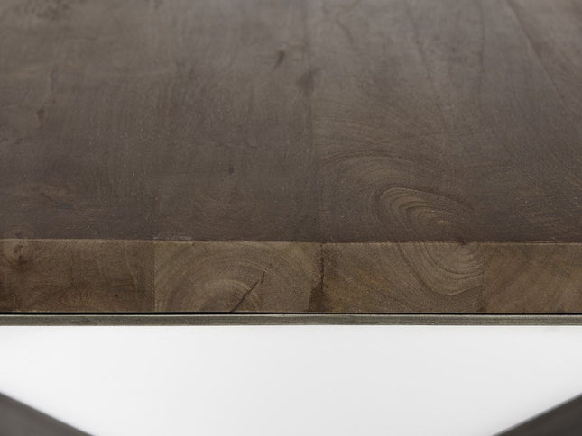 34" Brown Solid Wood and Metal Square Coffee Table