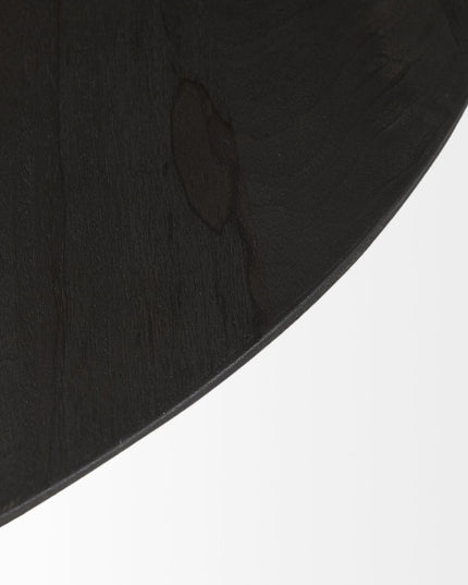 32" Dark Brown and Black Solid Wood and Iron Round Pedestal Coffee Table