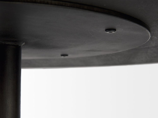 32" Dark Brown and Black Solid Wood and Iron Round Pedestal Coffee Table