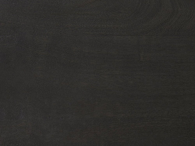 32" Dark Brown and Black Solid Wood and Iron Round Pedestal Coffee Table