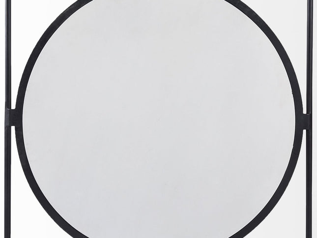 36" White and Black Genuine Marble and Metal Square Frame Coffee Table