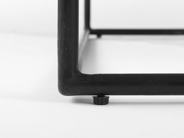 36" White and Black Genuine Marble and Metal Square Frame Coffee Table