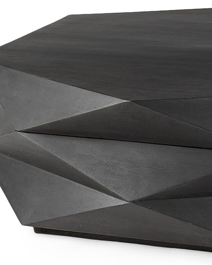 48" Black Wood Octagon Solid Coffee Table