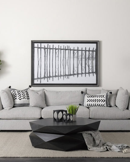 48" Black Wood Octagon Solid Coffee Table