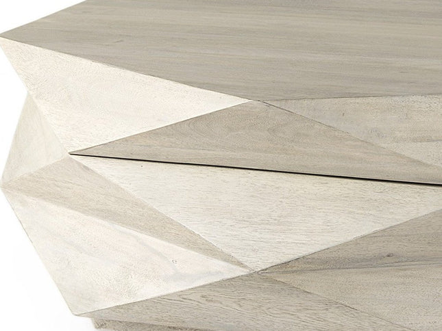 48" Natural Solid Wood Hexagon Lift Top Solid Coffee Table