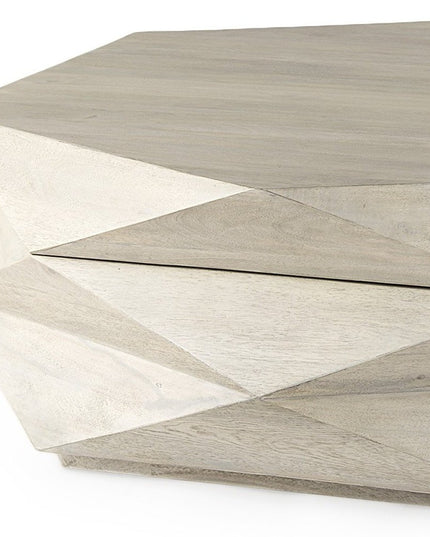 48" Natural Solid Wood Hexagon Lift Top Solid Coffee Table