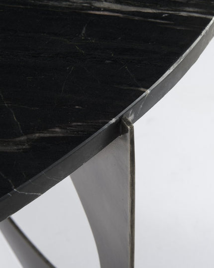 48" Black and Gold Genuine Marble and Iron Round Coffee Table