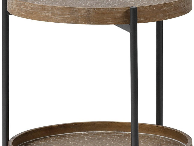 19" Brown Solid Wood Round End Table