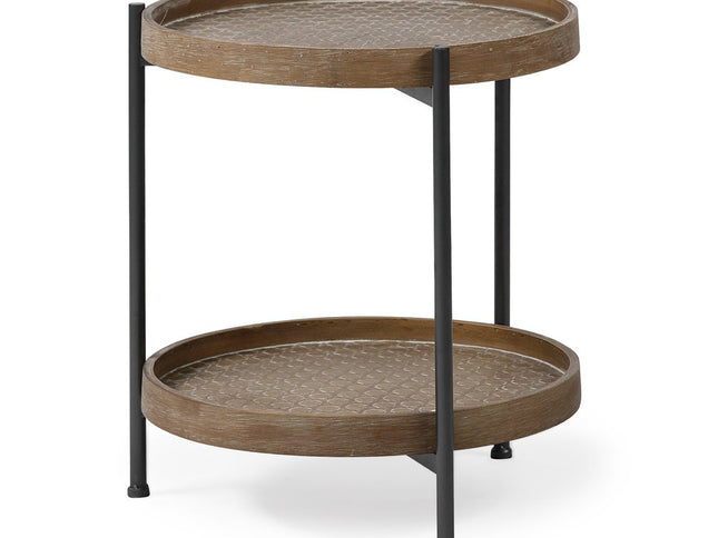 19" Brown Solid Wood Round End Table