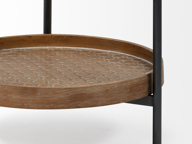 19" Brown Solid Wood Round End Table