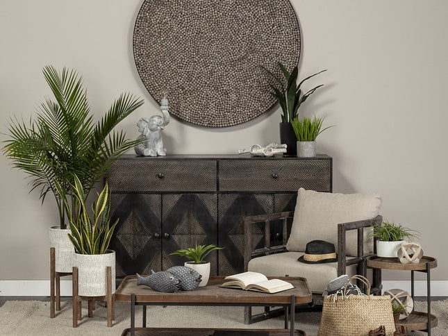 19" Brown Solid Wood Round End Table