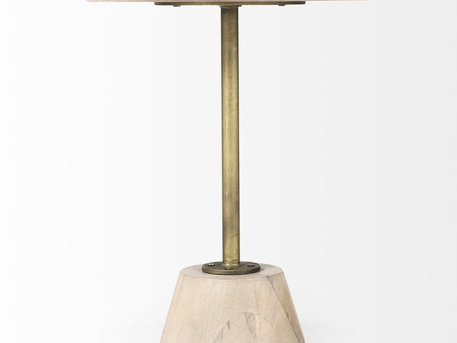 24" Beige Solid and Manufactured Wood Round End Table