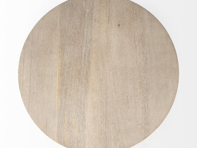 24" Beige Solid and Manufactured Wood Round End Table