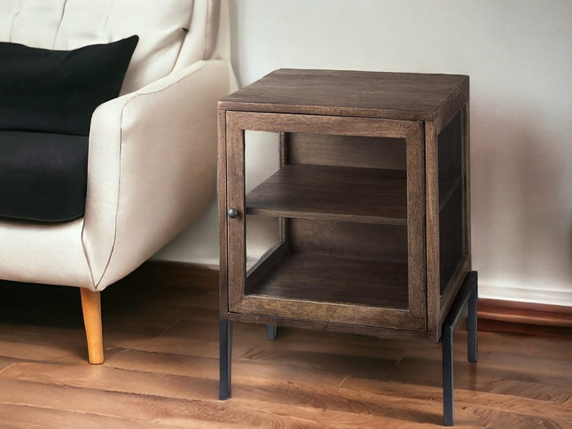 24" Brown Solid Wood Square End Table