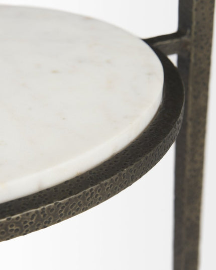 23" Bronze And Clear Glass And Metal Round End Table With Shelf